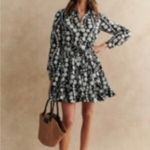 Sezane Sol Dress ecru embroidery black